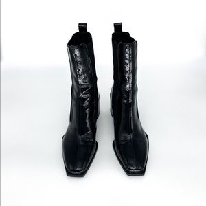 Black patent leather ZARA boots. Size 37